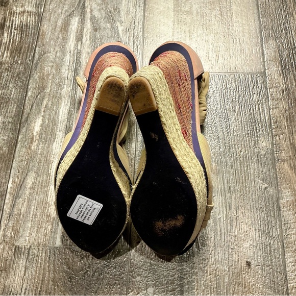 RACHEL Rachel Roy Tan and Pink Wedge Sandals Size 7 - Picture 7 of 12